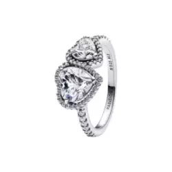 Anell Pandora plata zircon dos cors - 193659C01