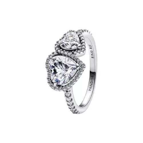 Anell Pandora plata zircon dos cors - 193659C01