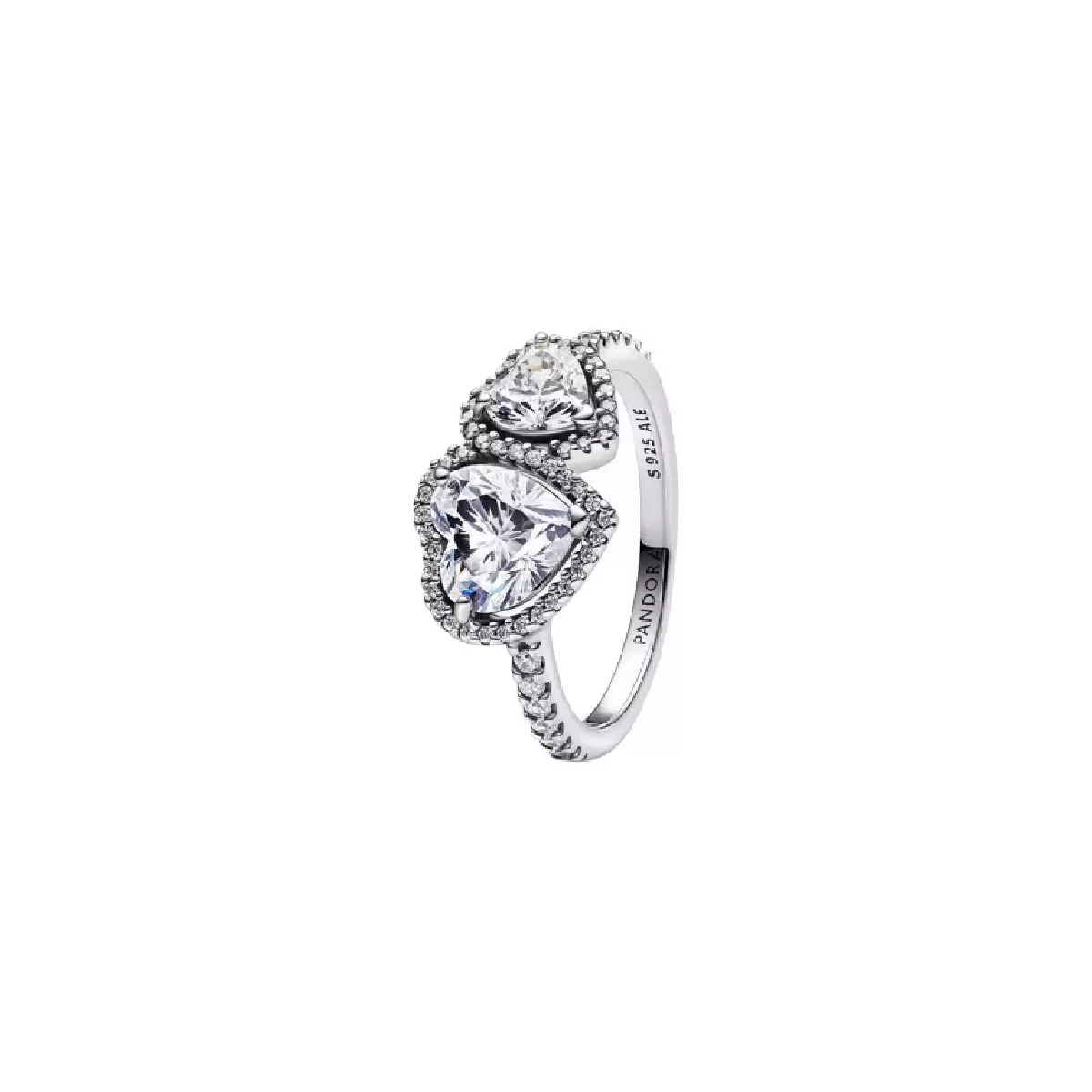 Anell Pandora plata zircon dos cors - 193659C01