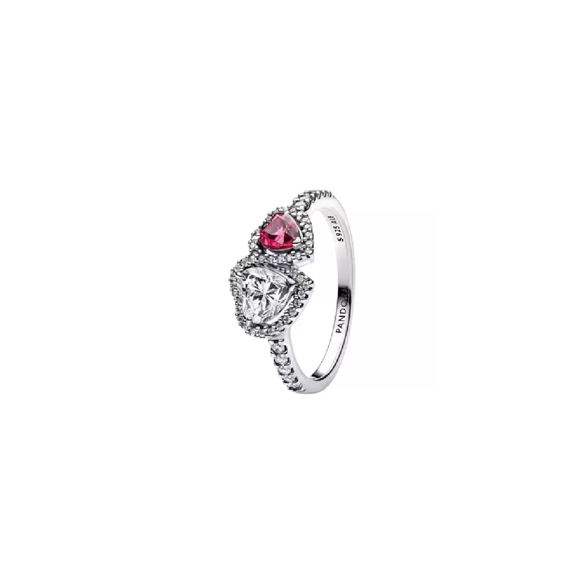 Anell Pandora plata zircon dos cors - 193662C01