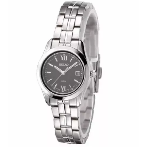 Reloj Seiko esfera negra cadena acero 100m water resistant - SXDC63P1
