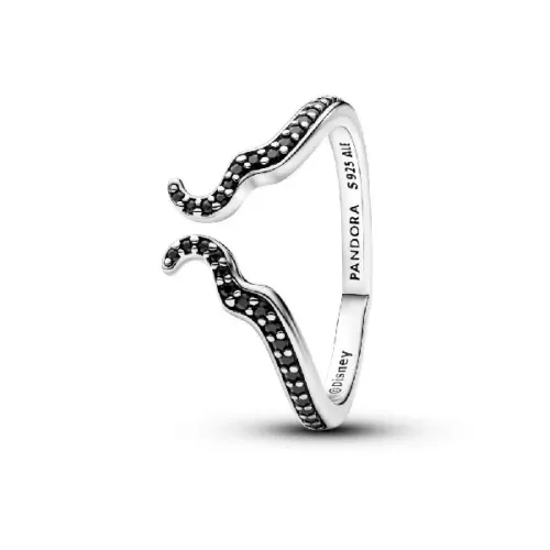 Anell Pandora plata Disney Malèfica zircon negres - 194333C01