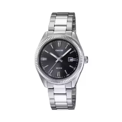 Reloj Casio esfera negra 35mm diametro de caja 50m acero - UTP-1302PD-1AV