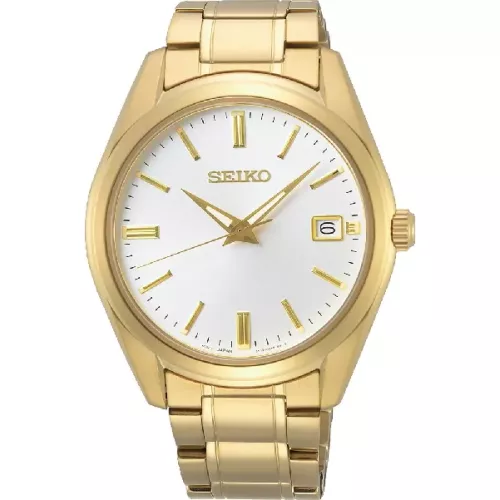 Reloj Seiko Neo Classic cristal zafiro 100m water resistant chapado - SUR314P1