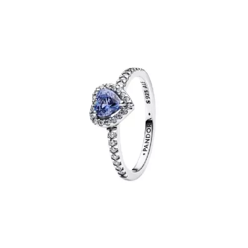 Anillo Pandora plata corazon circon azul - 198421C05