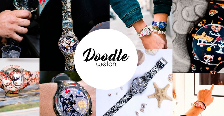 Doodle, relojes llenos de color